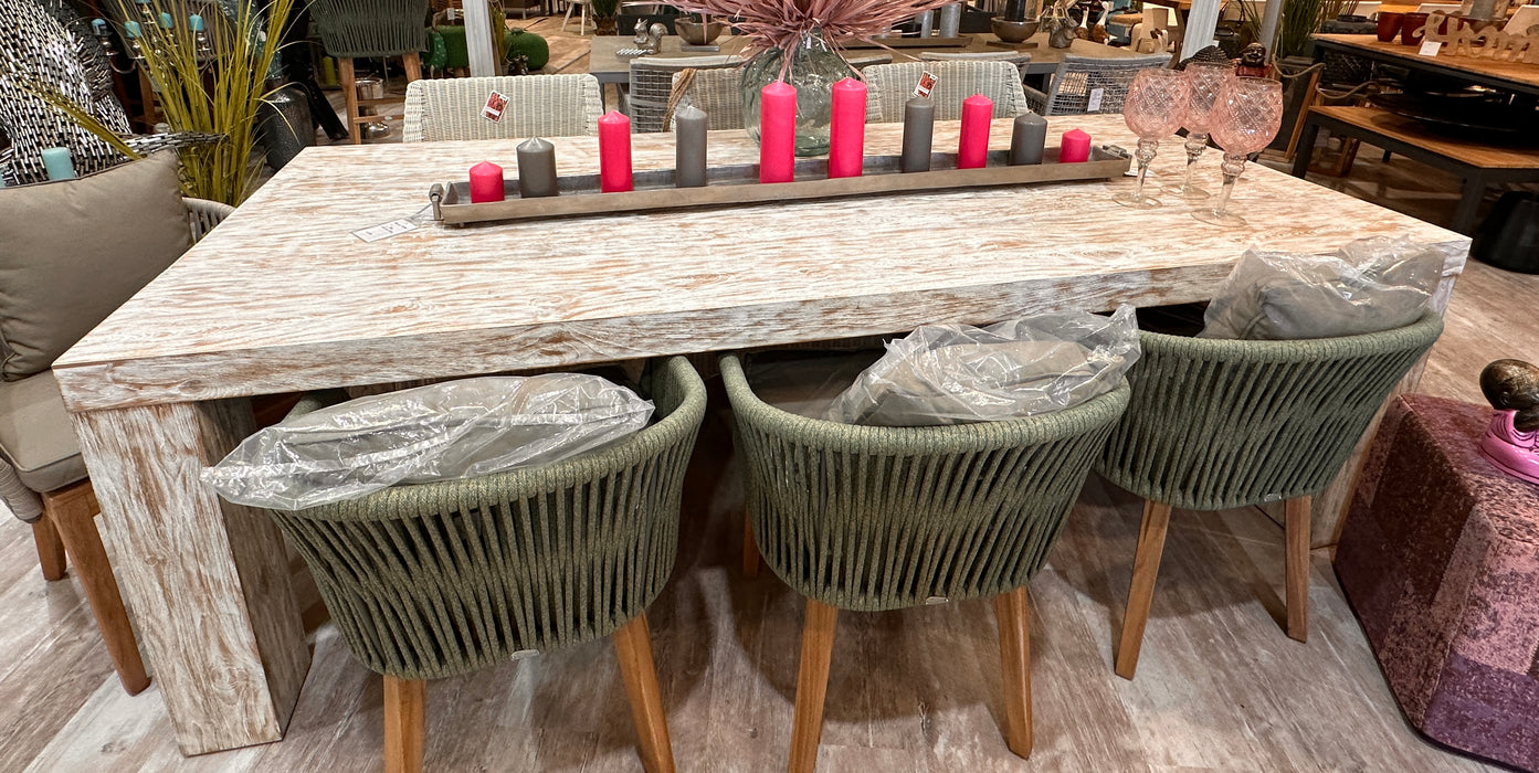Recycled Teak Dining Table -Grey Washed