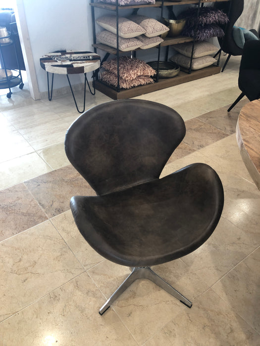 Dining Chair Chrom/ Leather grey