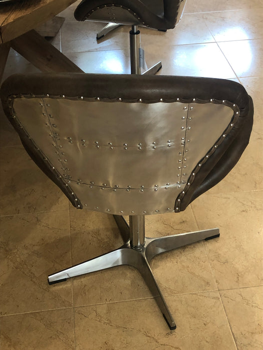 Dining Chair Chrom/ Leather grey