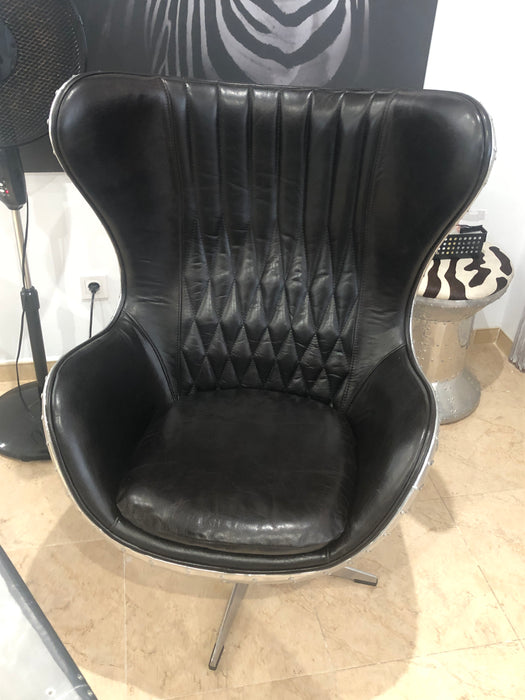Armchair Aero Alu/ Leather black