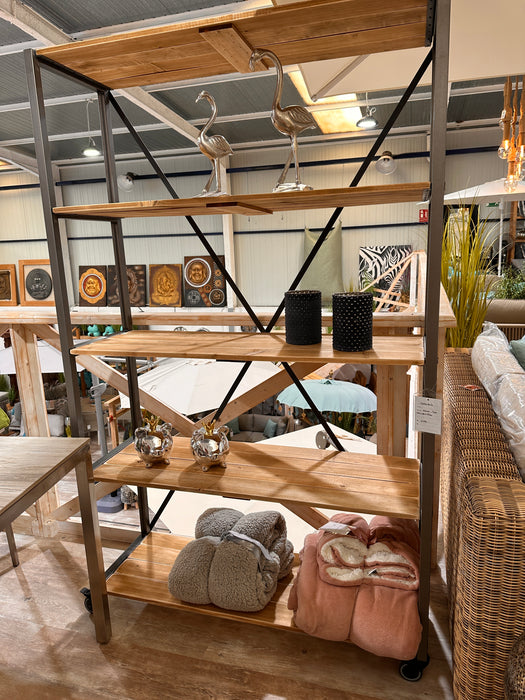 Shelf pine / iron frame with wheels